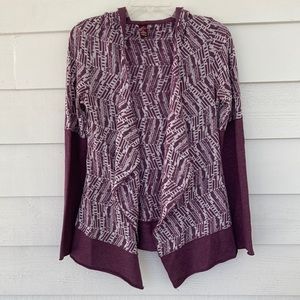 PrAna XS Graceful purple hooded wrap sweater